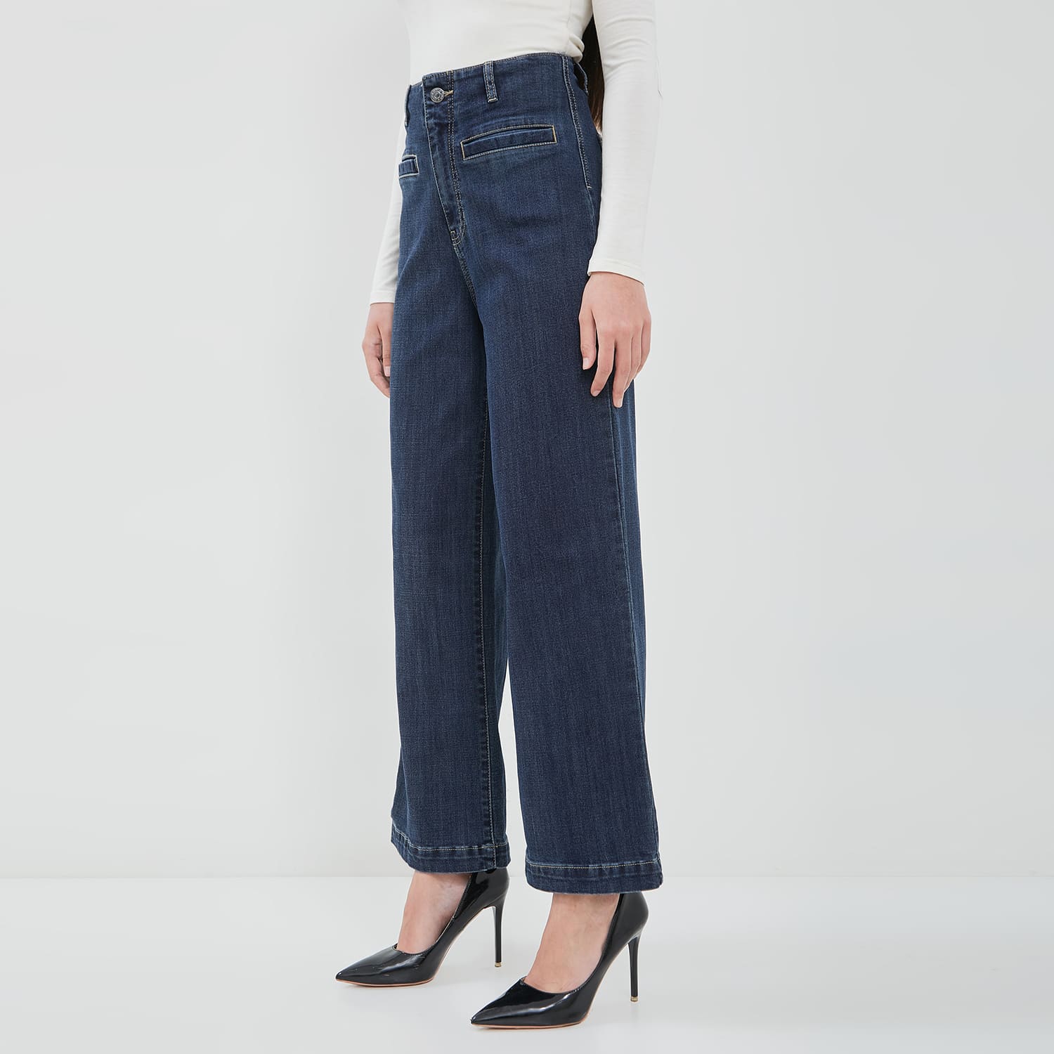 DUST Celana Waistless Wide Leg Jeans Narbita Dark Blue (D.39189)