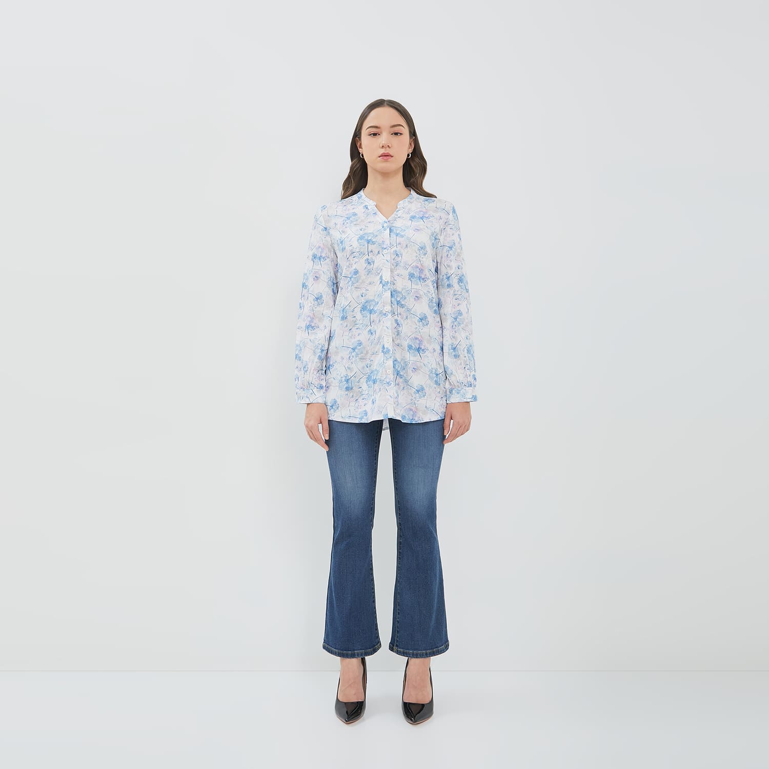 DUST Blouse Narva Abstrak Biru ECOVERO™ Comfease (D.116547)