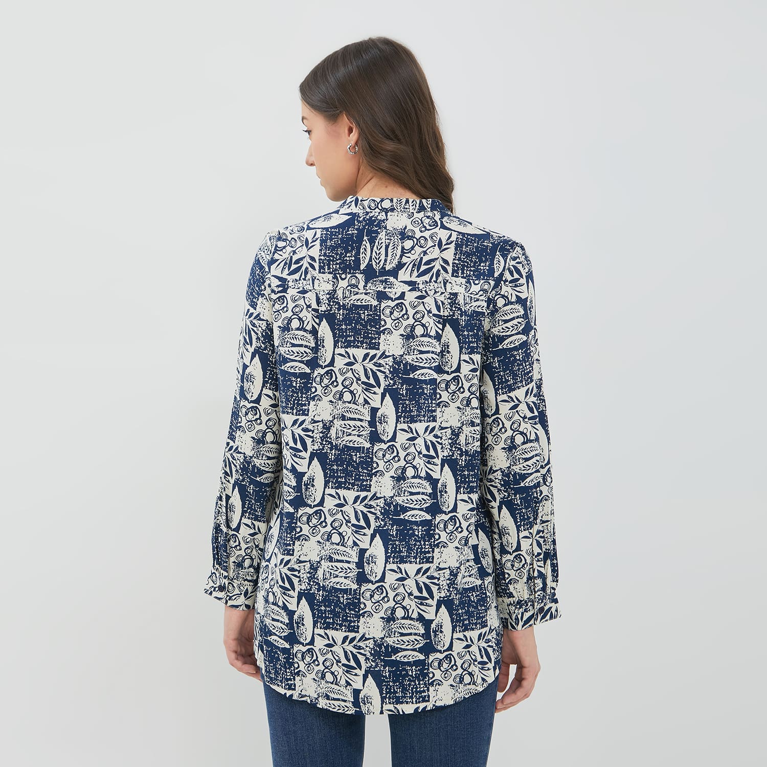 DUST Blouse Narva Abstrak Navy ECOVERO™ Comfease (D.116561)