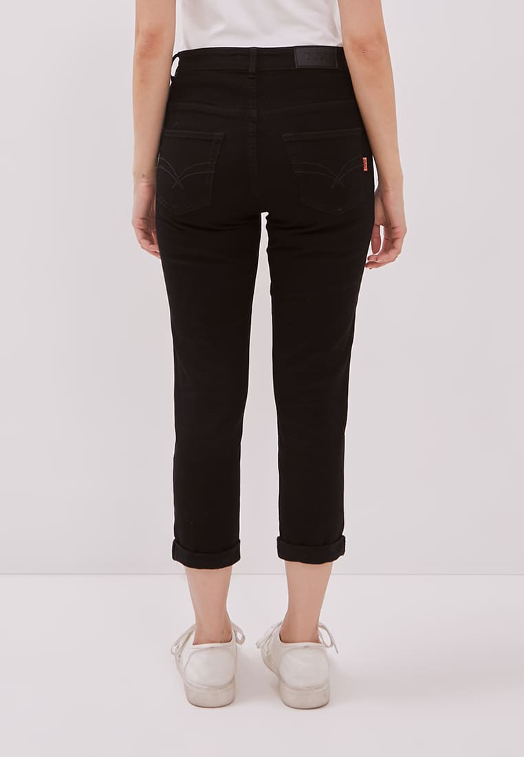 DUST Celana High Rise ⅞ Skinny Jeans Mentari All Black Comfease (D.3372-HR)