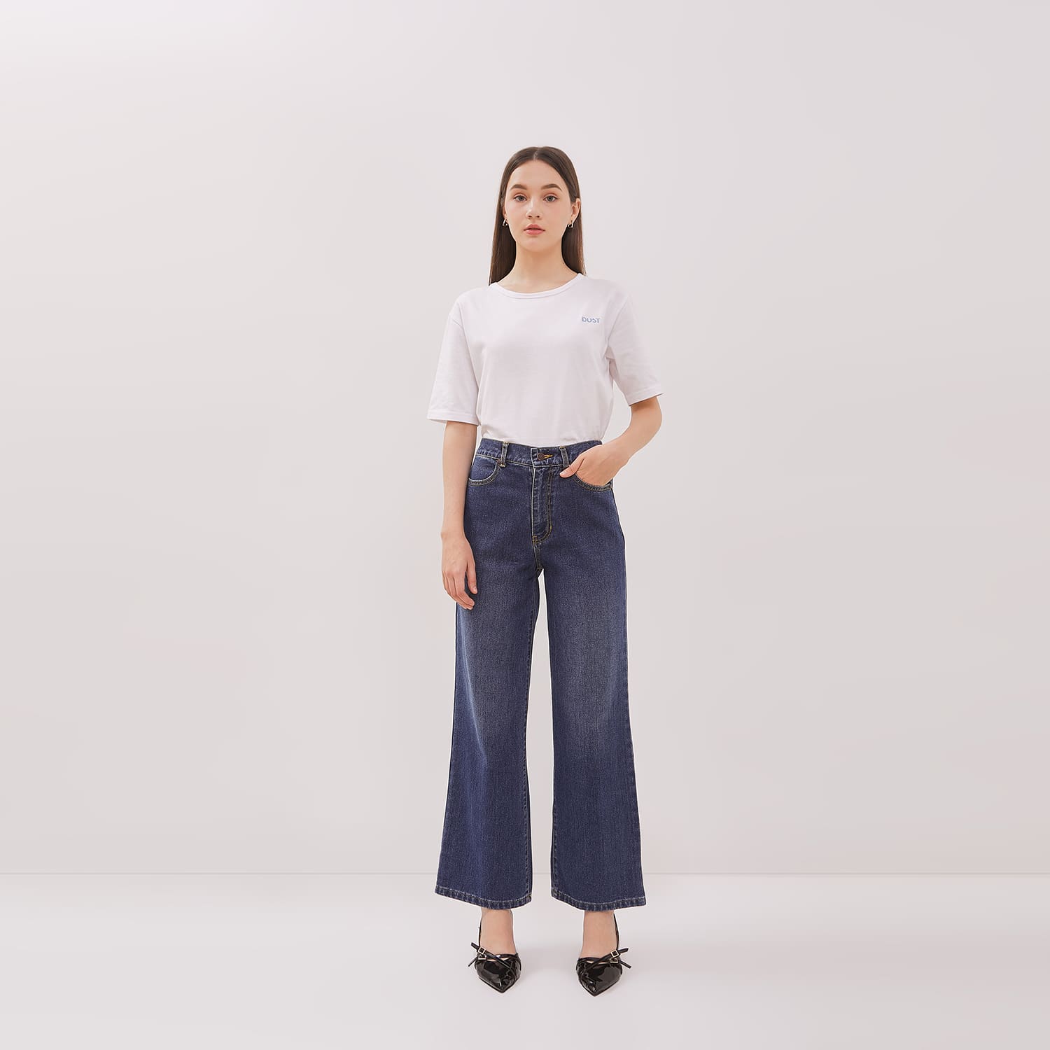 DUST Celana Baggy High Loose Jeans Sinra Blue Comfease (D.39134)