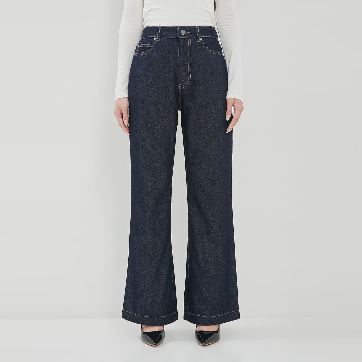 DUST Celana Flare Jeans Kewari Dark Blue (D.39197)