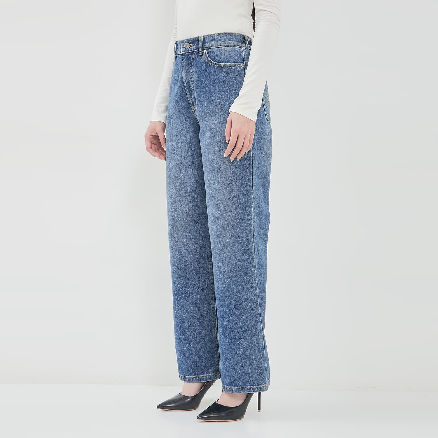DUST Celana High Loose Jeans Sinra Light Blue Comfease (D.39192)