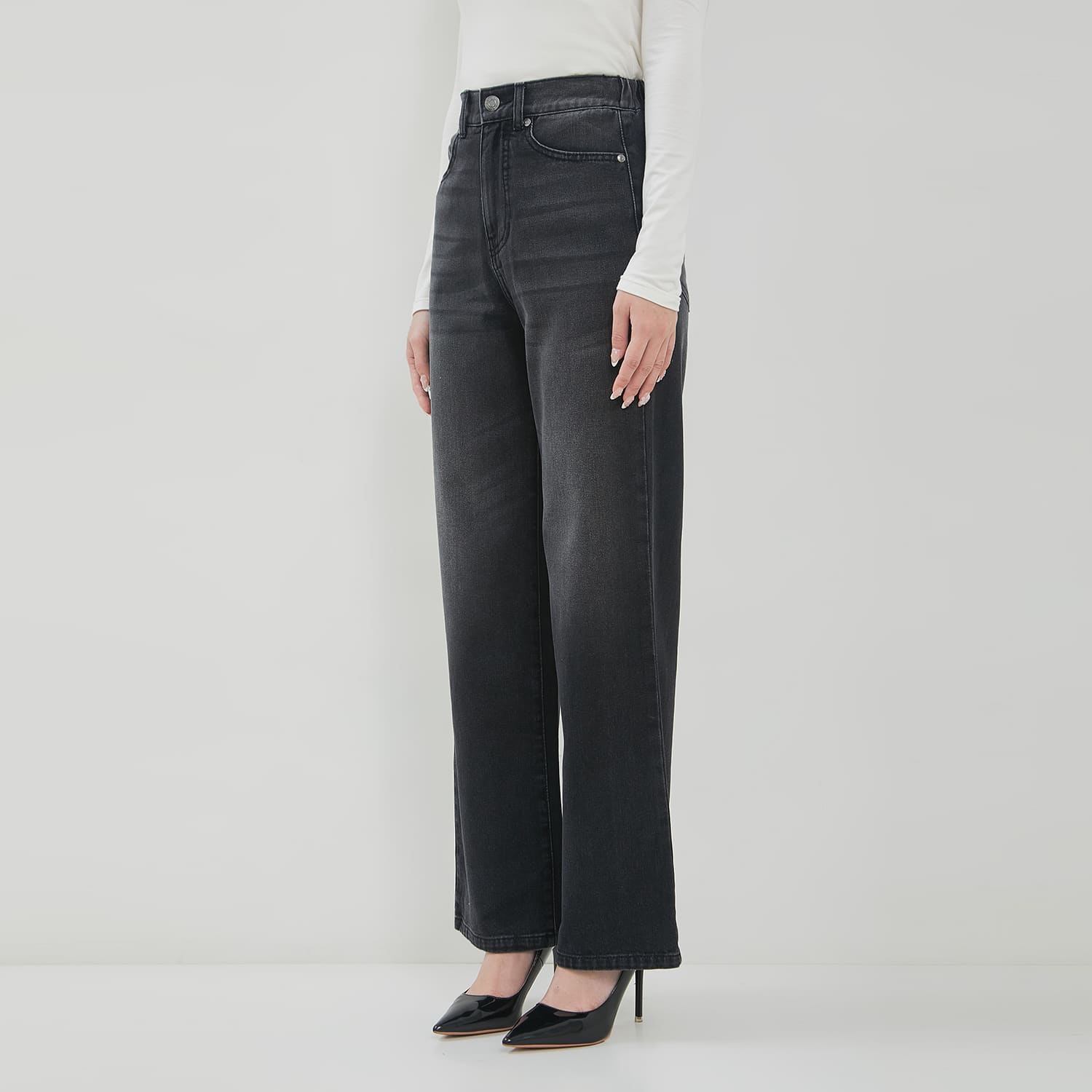 DUST Celana High Loose Jeans Gamila Dark Grey (D.39196)