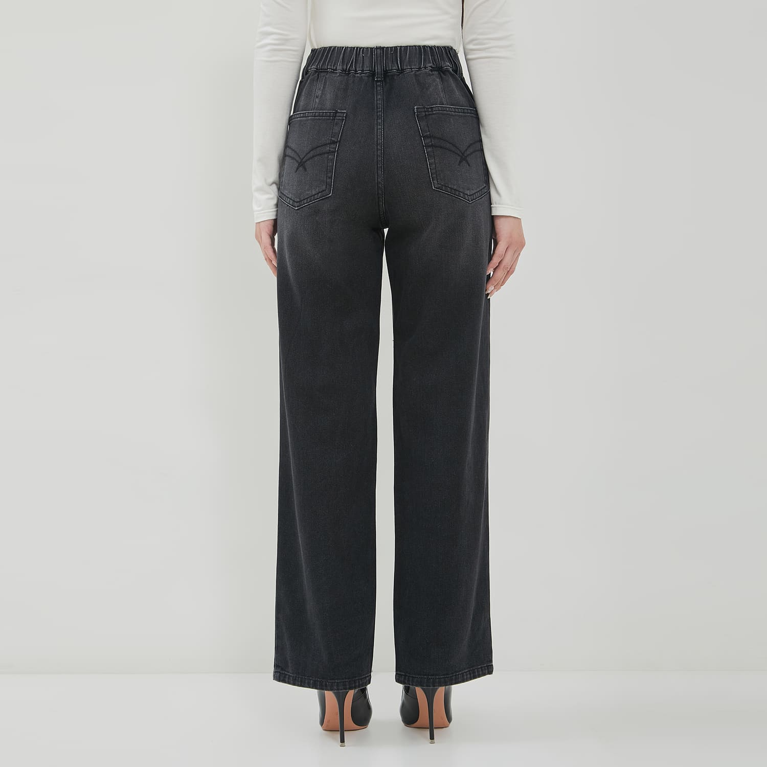 DUST Celana High Loose Jeans Gamila Dark Grey (D.39196)