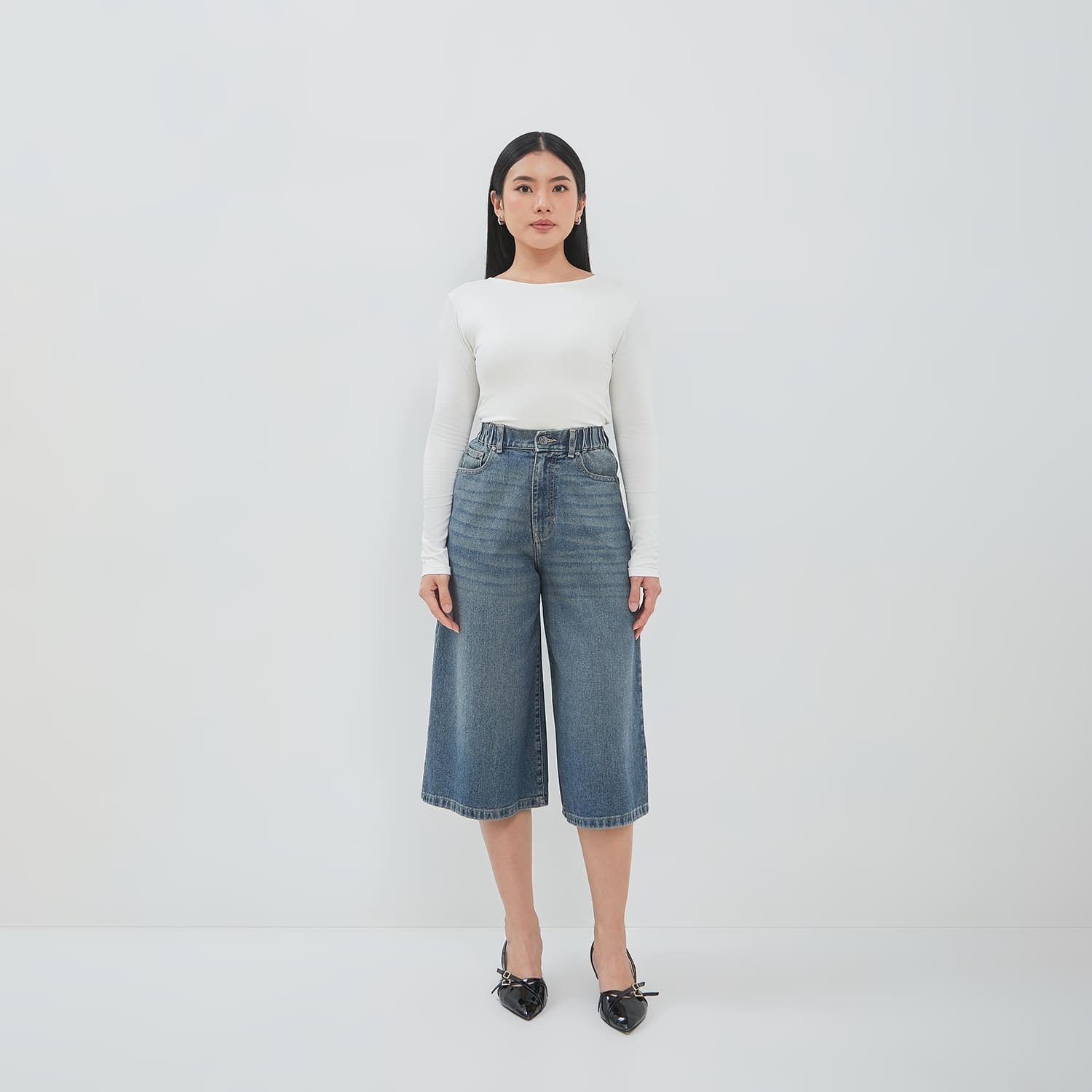 DUST Celana Baggy Jorts Denim Narumi Medium Blue (D.3227)