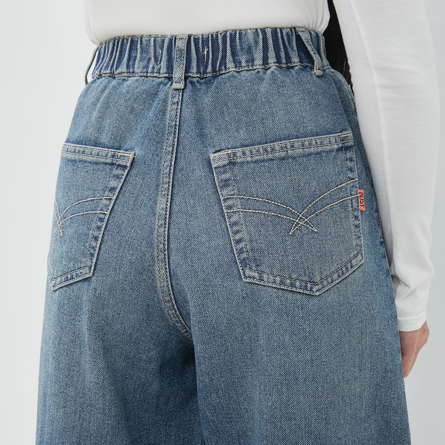 DUST Celana Baggy Jorts Denim Narumi Medium Blue (D.3227)