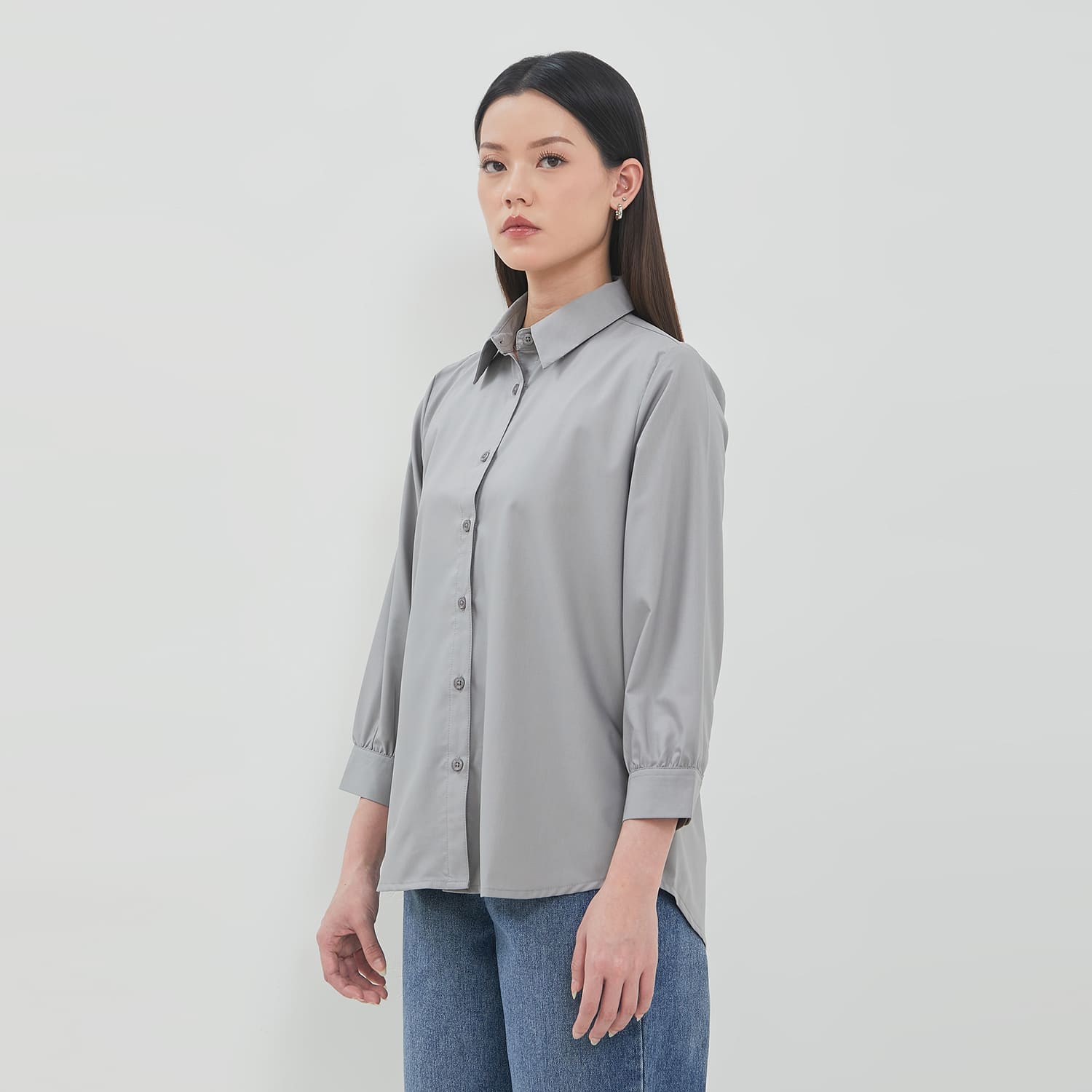 DUST Kemeja 7/8 Avira Light Grey (D.13219)