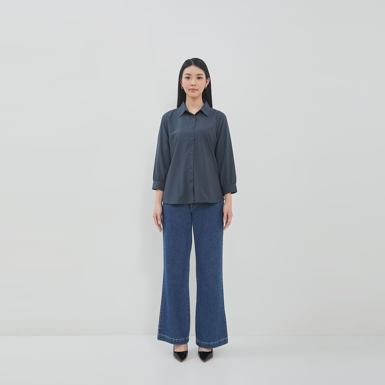 DUST Kemeja 7/8 Avira Dark Grey (D.13220)