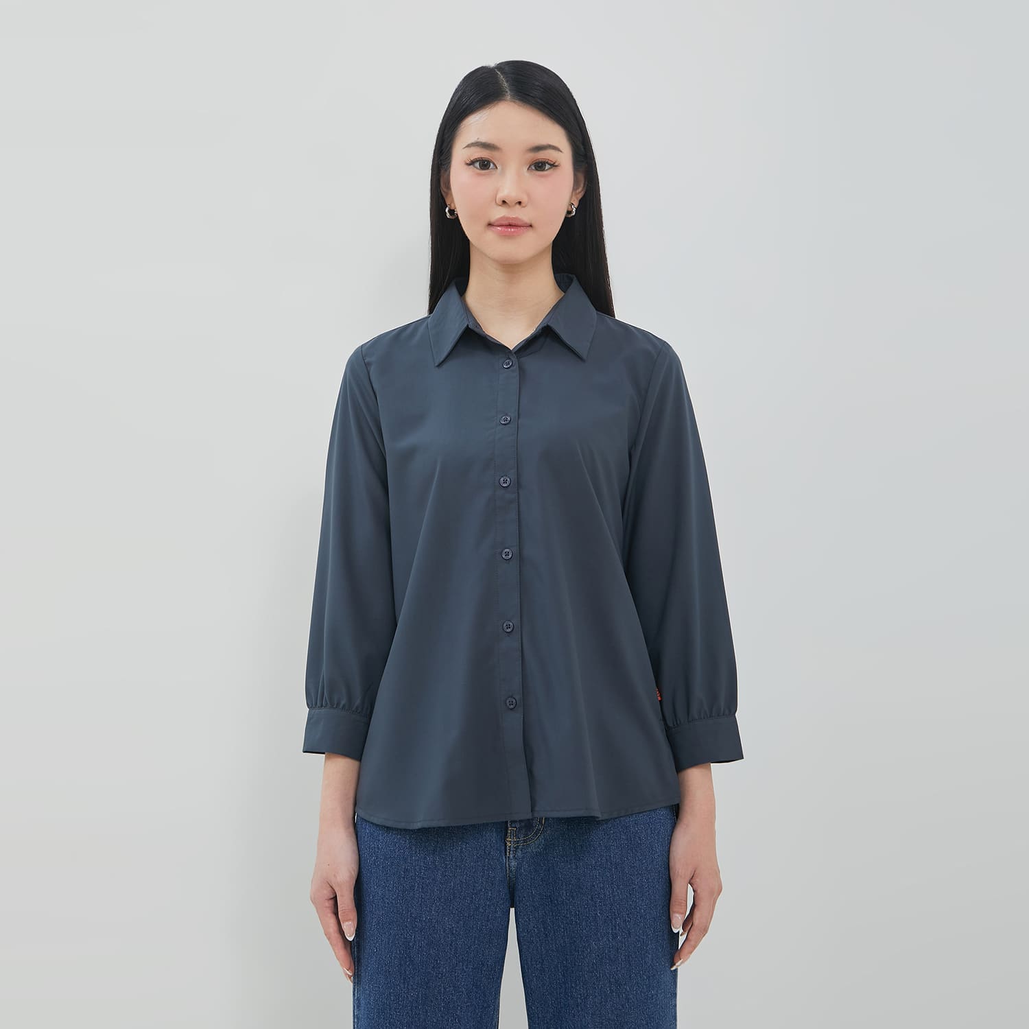 DUST Kemeja 7/8 Avira Dark Grey (D.13220)