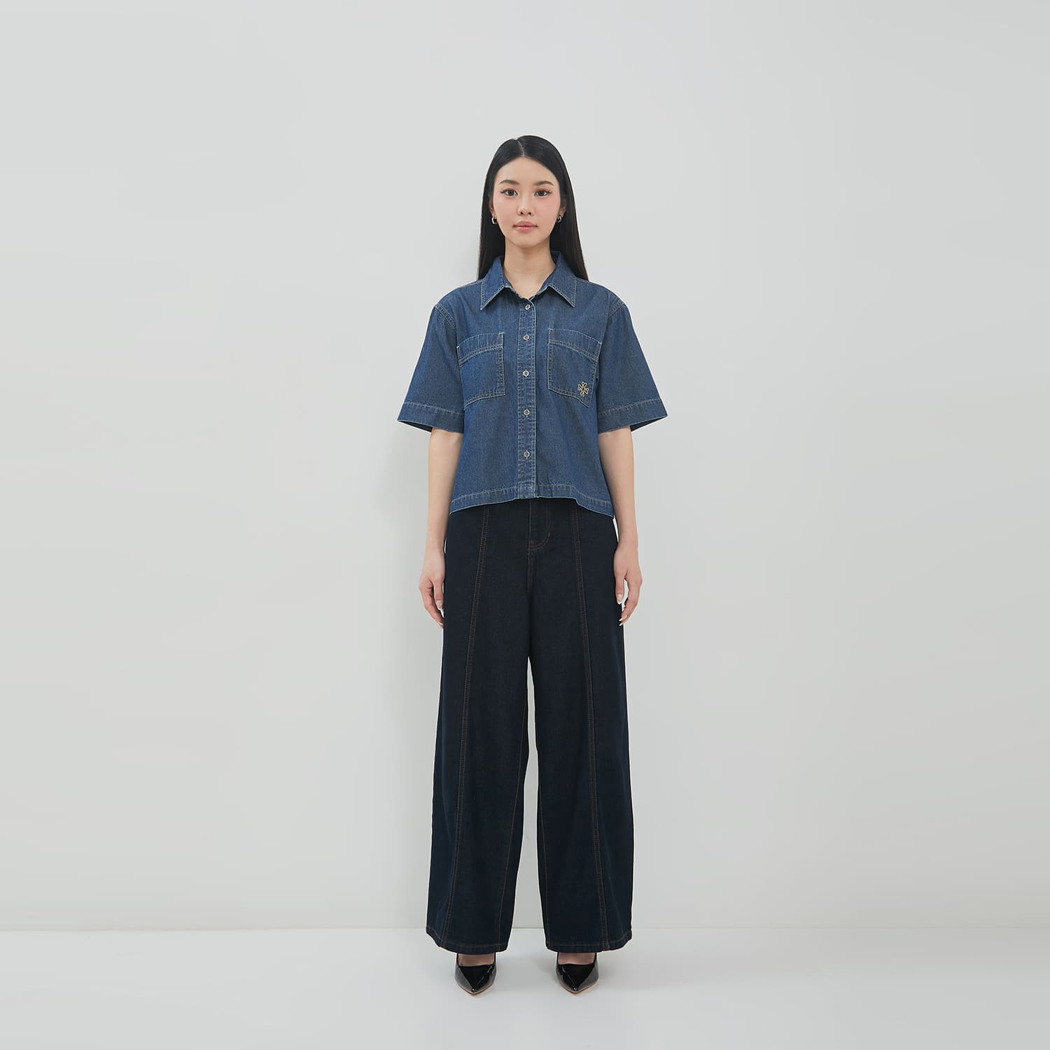 DUST Kemeja Denim Boxy Sinai Medium Dark Blue (D.14314)