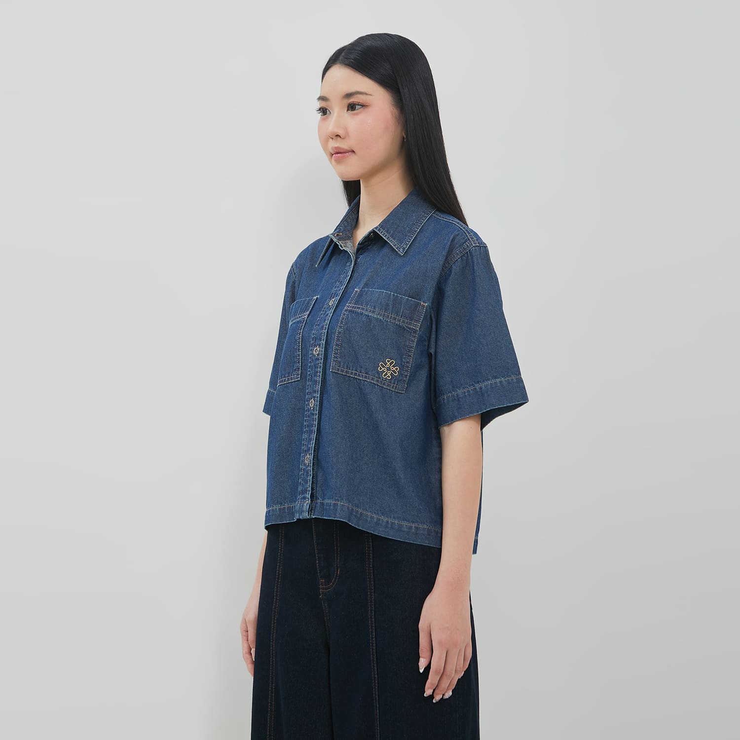 DUST Kemeja Denim Boxy Sinai Medium Dark Blue (D.14314)