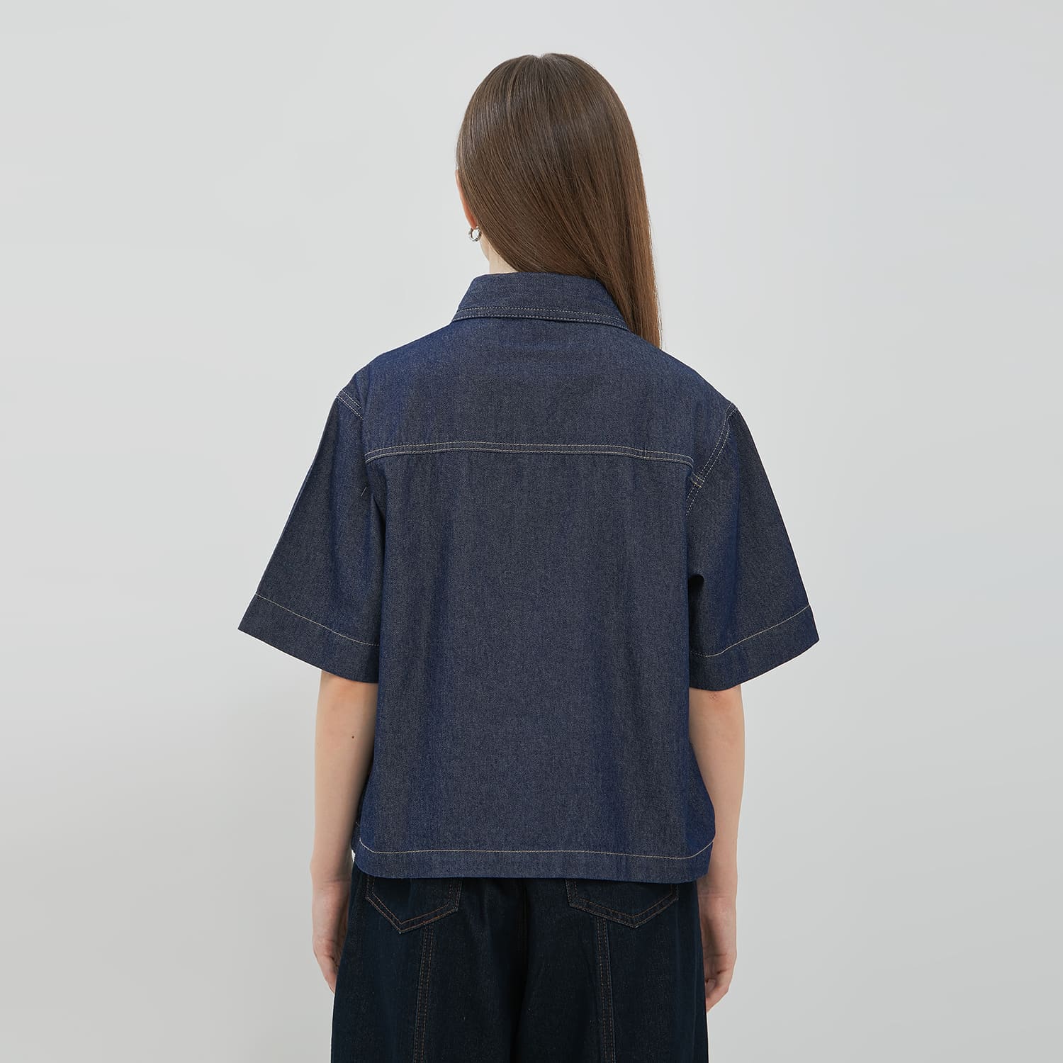 DUST Kemeja Denim Boxy Sinai Dark Blue (D.14315)