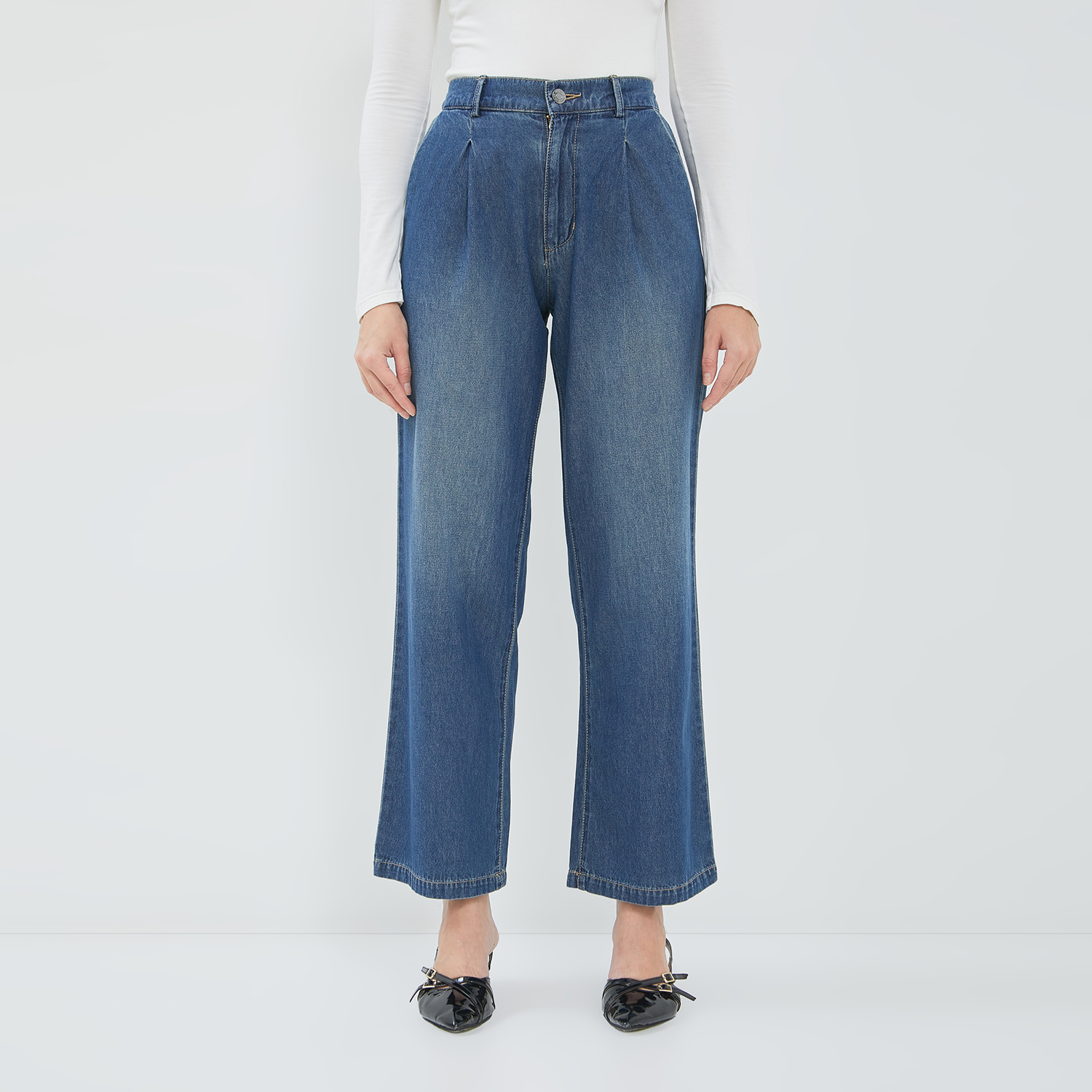 DUST Celana Drapey Denim Dalika Medium Light Blue (D.39187)