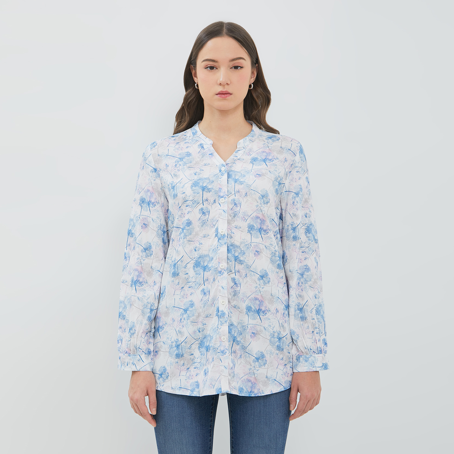 DUST Blouse Narva Abstrak Biru ECOVERO™ Comfease (D.116547)