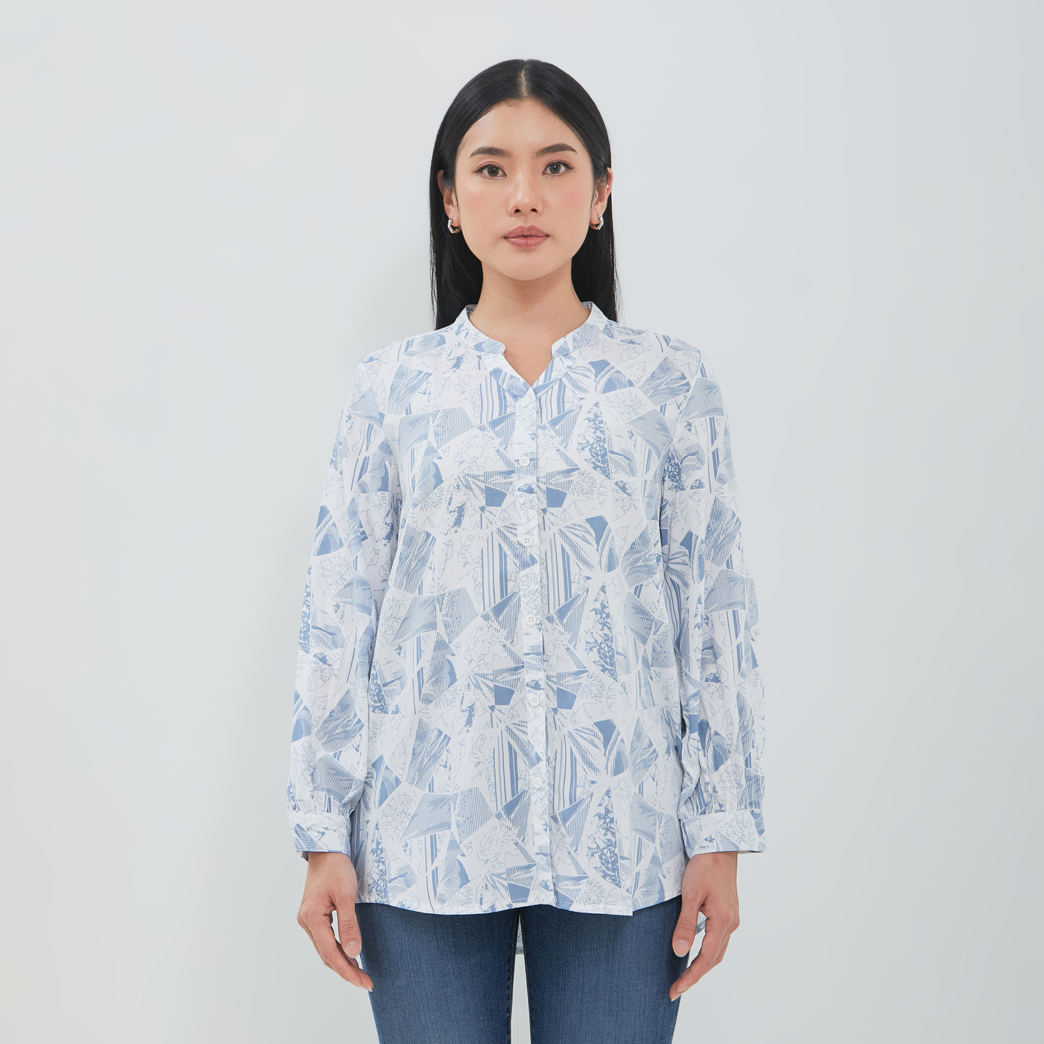DUST Blouse Narva Abstrak Putih ECOVERO™ Comfease (D.116565)