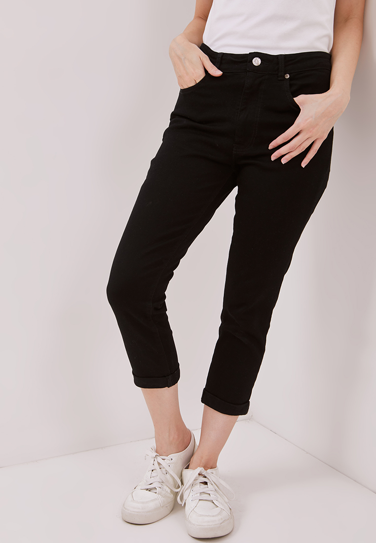 DUST Celana High Rise ⅞ Skinny Jeans Mentari All Black Comfease (D.3372-HR)