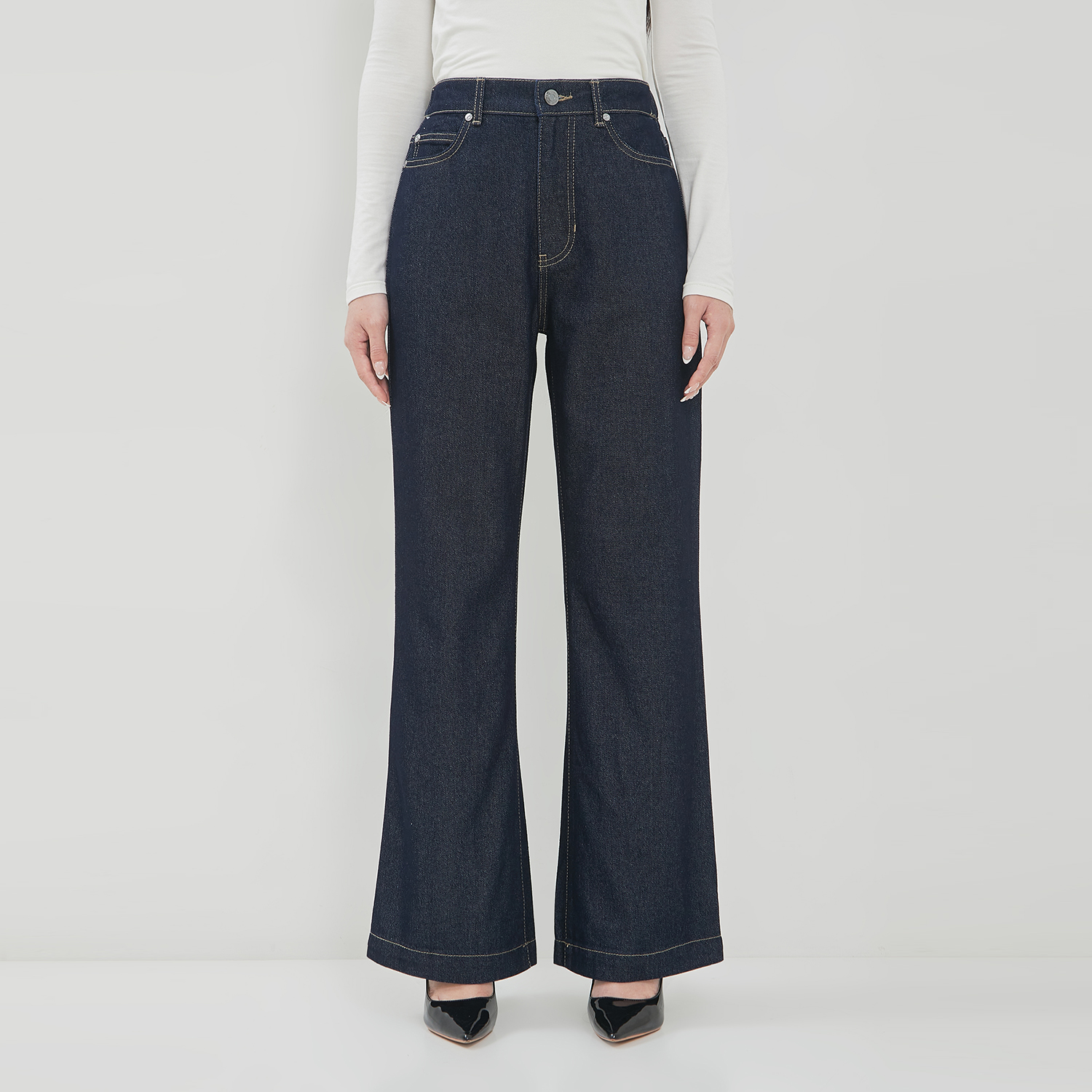 DUST Celana Flare Jeans Kewari Dark Blue (D.39197)