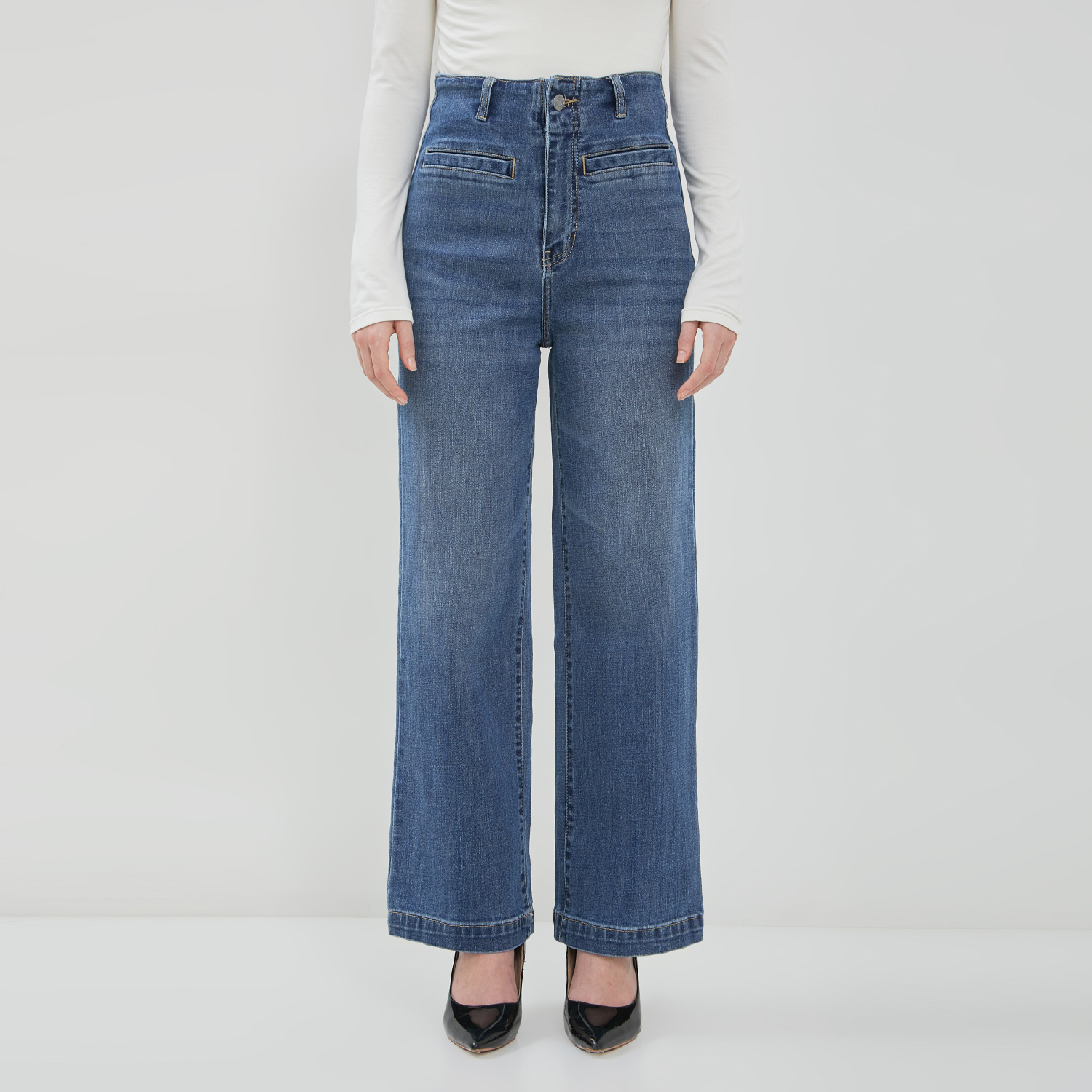 DUST Celana Waistless Wide Leg Jeans Narbita Medium Light Blue (D.39193)