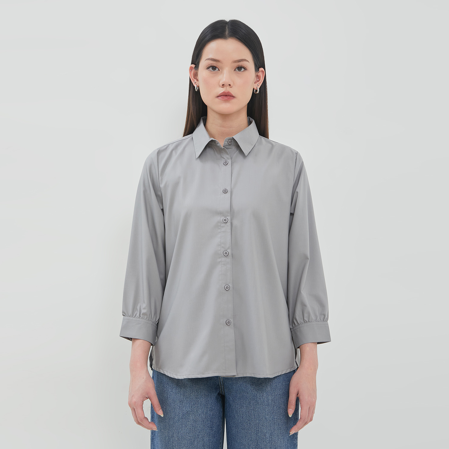 DUST Kemeja 7/8 Avira Light Grey (D.13219)