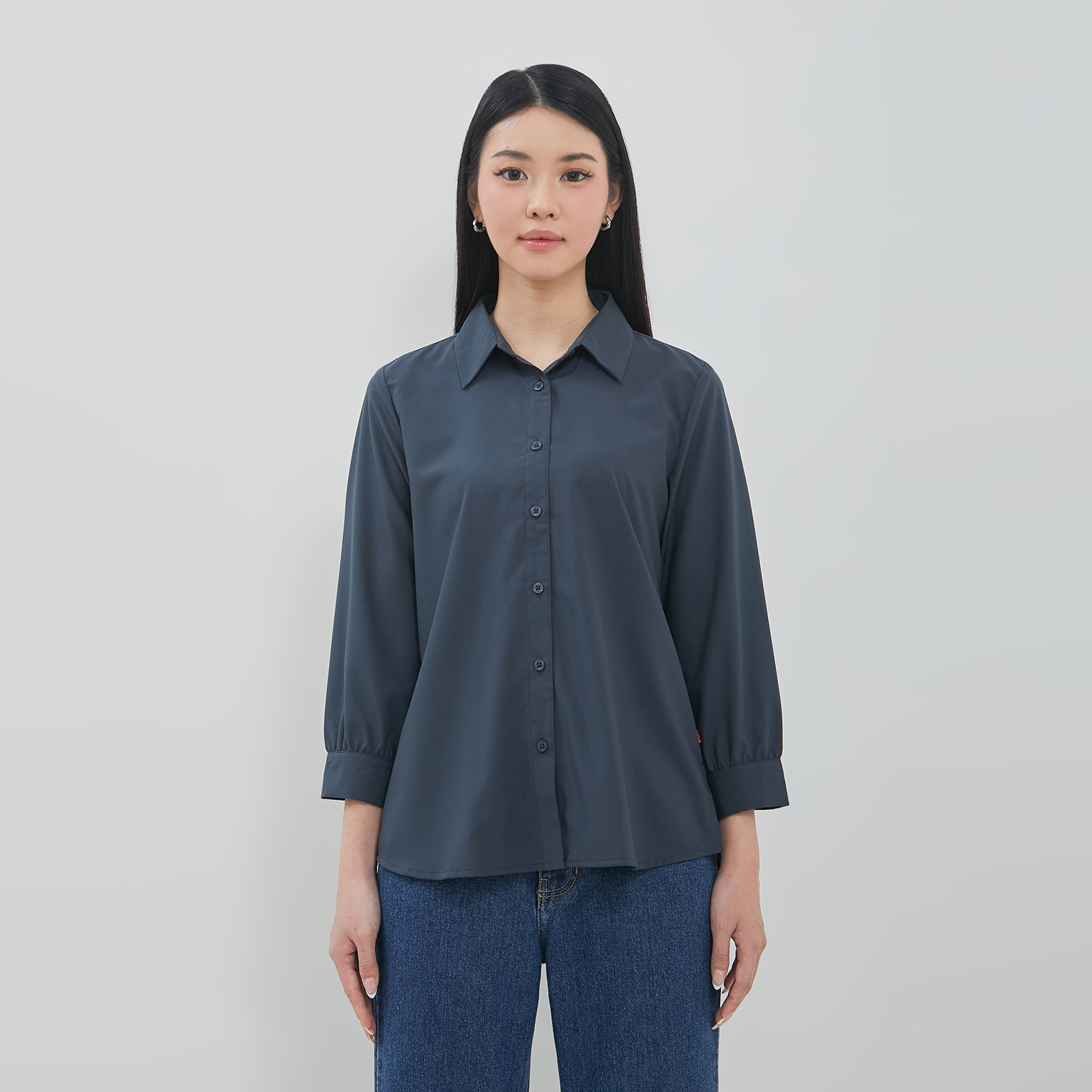 DUST Kemeja 7/8 Avira Dark Grey (D.13220)