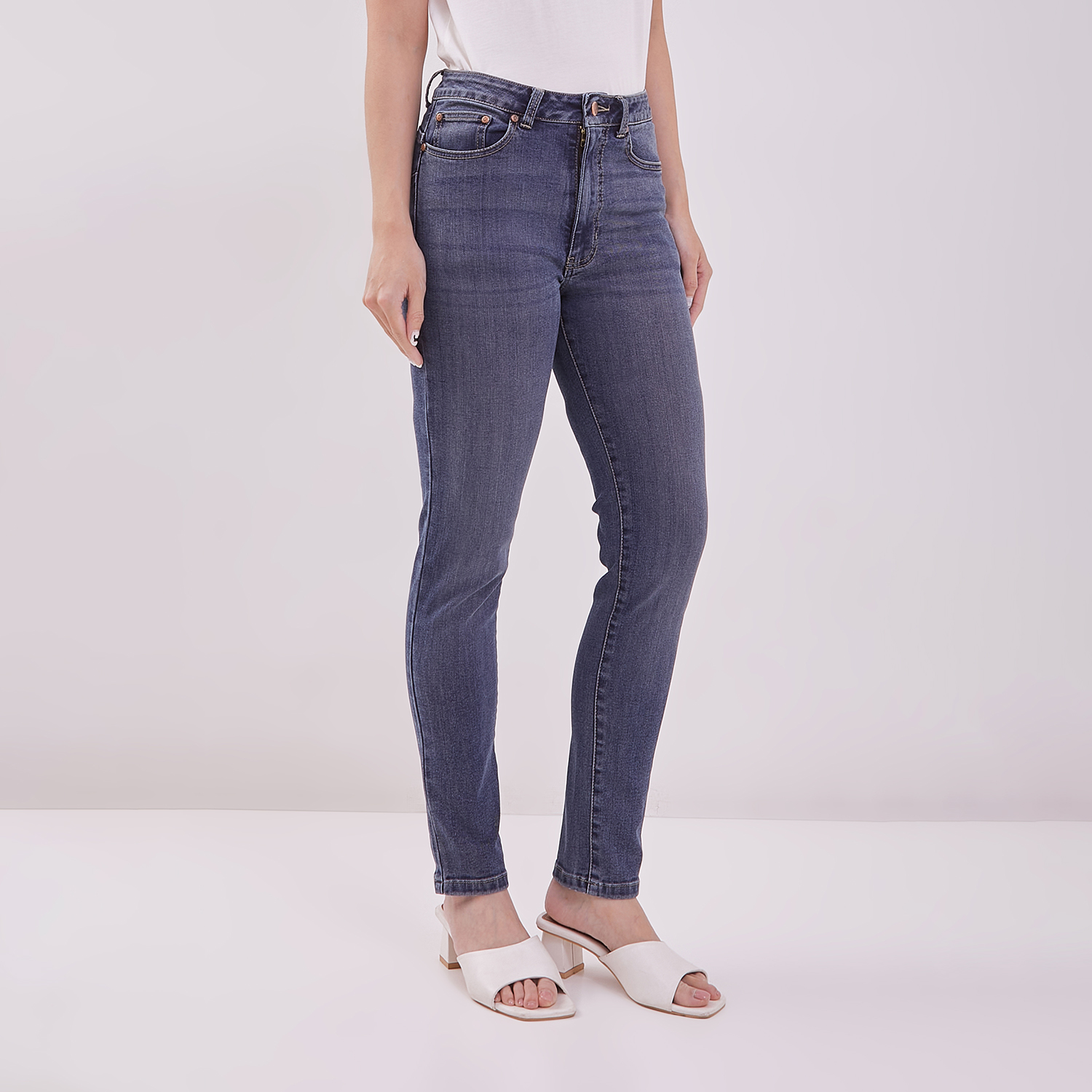 DUST Celana High Rise  Skinny Jeans Sandita Medium Dark Blue (D. 3633-HR)