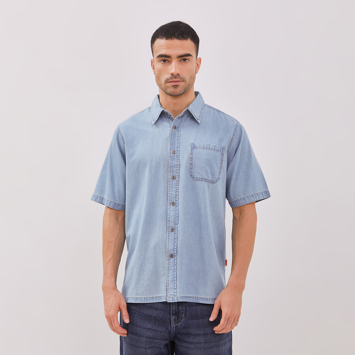 DUST Kemeja Denim Arian Light Blue Grey (DM.1449)